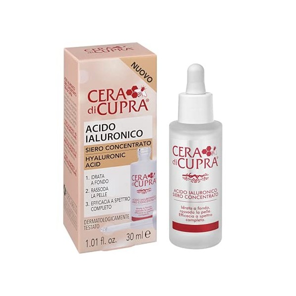 Cera di Cupra Sérum à lacide hyaluronique concentré 30 ml - Lot de 3 Acide hyaluronique