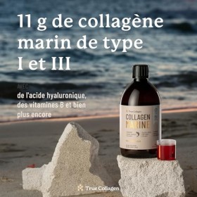 True Collagen Marine | Complément liquide de collagène hydrolysé 11 000 mg - 500 ml, 20 jours dapprovisionnement | Acide hya ...