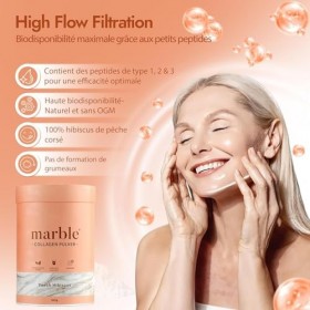 marble® Collagène Poudre 450 g – Collagène Bovin Peptides Skin Glow – Testez pendant 60 jours sans risque – Complexe dAcides