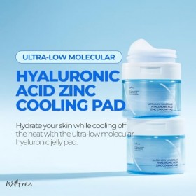 ISNTREE Lot de 60 tampons de refroidissement à lacide hyaluronique à lacide hyaluronique à faible poids moléculaire