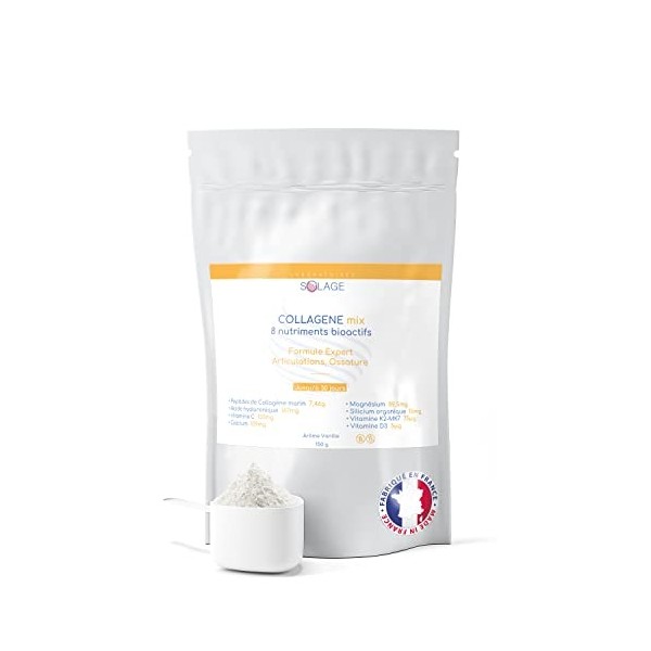 COLLAGENE MIX - Peptides de Collagène Marin + Acide Hyaluronique - 8 éléments Bio Actifs. Souplesse de la Peau, des Articulat