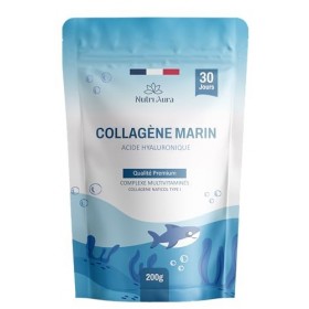 Collagène Marin Poudre Type 1 + Acide Hyaluronique, Glycine, Silicium, Vitamines C - Peau & Articulations - 5000mg de Collagè