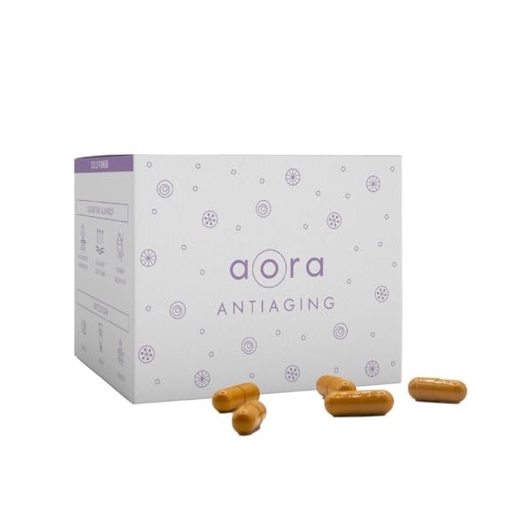 AORA Anti-âge | Capsules de soins de la peau | Régénère, protège, hydrate | Collagène | Acide hyaluronique | Vitamine C et E