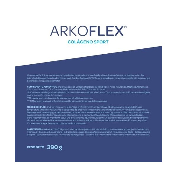 ARKOPHARMA ARKOFLEX DOLEXPERT colageno sabor naranja – produit multifonction à large champ d’application, convient à ceux qui
