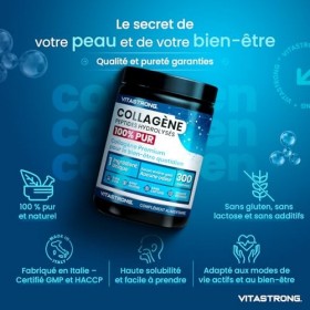 Collagène Hydrolysé en Poudre COLLinstant, 100% Pur, de Type I et III, Qualité Premium, Sans Saveur ni Odeur, Collagène en Po