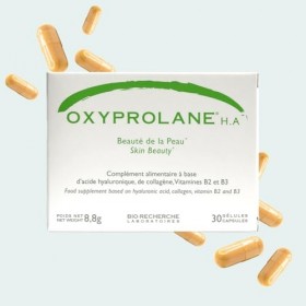 Oxyprolane® H.A • Complément Alimentaire Anti-âge • Collagène/Acide hyaluronique • Cure 1 mois / 30 gélules 1/j • Réduction
