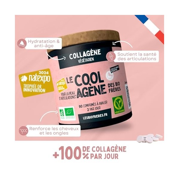 Les Bio Frères - Collagène Végétarien Naturel - Acide Hyaluronique - Beauté Peau Cheveux Ongles - Anti-Âge & Élasticité 90 C