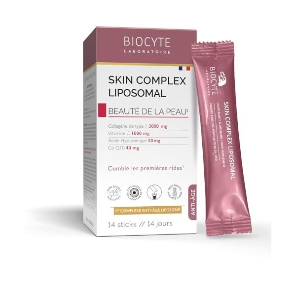 BIOCYTE Skin Complex Liposomal - Complément Alimentaire Beauté de la Peau, Anti-âge, Comble les Rides - Collagène, Vitamine C