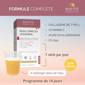 BIOCYTE Skin Complex Liposomal - Complément Alimentaire Beauté de la Peau, Anti-âge, Comble les Rides - Collagène, Vitamine C