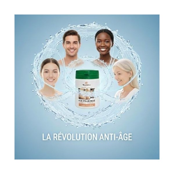 Acide Hyaluronique Pur | Collagène Marin | Vitamine C et E | Anti-rides | Anti-âge et Articulations | 60 Gélules | Fabriqué e...