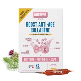 Ampoules Collagène Marin + Acide Hyaluronique + Vitamine C - Collagène Hydrolysé Type 1 Naticol - Elasticité, Anti-rides et É