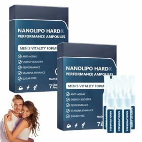 NanoLipo HardX Performance Ampoules, 2025 Nouveaux Gouttes de Performance pour Hommes - Améliore la Vitalité,2pcs Acide hyalu...