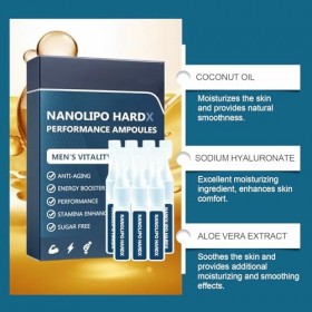 NanoLipo HardX Performance Ampoules, 2025 Nouveaux Gouttes de Performance pour Hommes - Améliore la Vitalité,2pcs Acide hyalu...