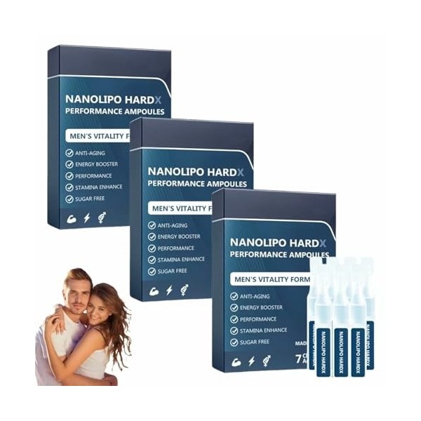 NanoLipo HardX Performance Ampoules, 2025 Nouveaux Gouttes de Performance pour Hommes - Améliore la Vitalité,2pcs Acide hyalu...