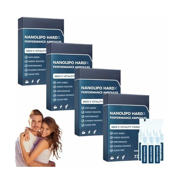NanoLipo HardX Performance Ampoules, 2025 Nouveaux Gouttes de Performance pour Hommes - Améliore la Vitalité,2pcs Acide hyalu...