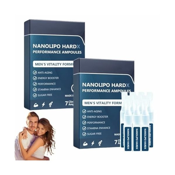 NanoLipo HardX Performance Ampoules, 2025 Nouveaux Gouttes de Performance pour Hommes - Améliore la Vitalité,2pcs Acide hyalu...