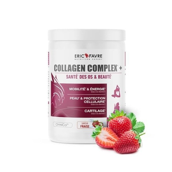 Collagene complexe + - Collagène Bovin Hydrolysé Type 1 à 5 - Articulations, Mobilité - Vitamine C, Acide hyaluronique - 300g