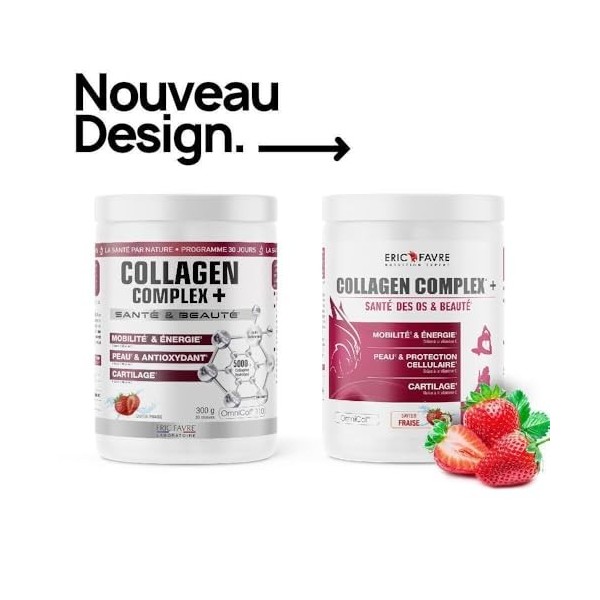 Collagene complexe + - Collagène Bovin Hydrolysé Type 1 à 5 - Articulations, Mobilité - Vitamine C, Acide hyaluronique - 300g