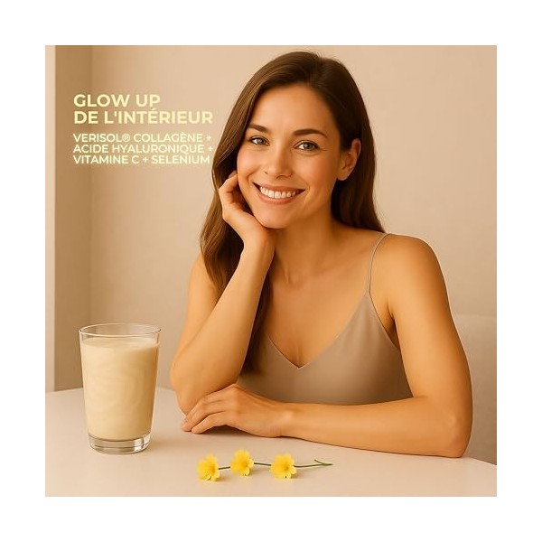 Collagene et Acide Hyaluronique Glow Up – Haute Teneur Vitamine C et Sélénium Antioxydant – Collagene Anti Âge – Beauté de la...