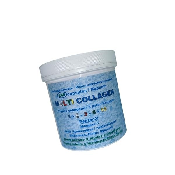 MULTI COLLAGEN Collagène Breveté PEPTAN® + Acide Hyaluronique + Vitamine C + Bioperine® + Ovomet® + Biotine - divers Brevets 
