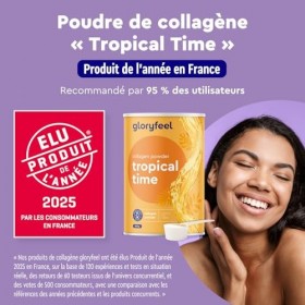 Poudre de Collagène 500g, 12500mg de Collagène Hydrolysé par Dose, Arôme Tropical, Enrichi en Vitamine C, Zinc et Cuivre, Sou