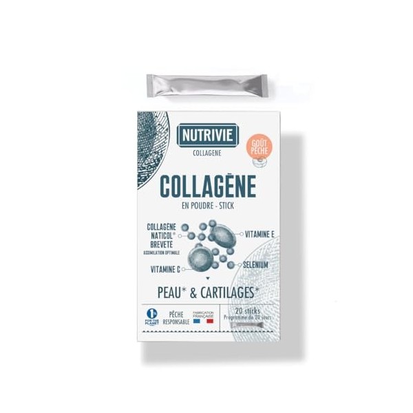 Stick Collagène Marin Nomade - Enrichi en Sélénium & Vitamine C et E - Collagène breveté Naticol Hydrolysé Type 1 - Peau & Ca