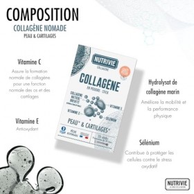 Stick Collagène Marin Nomade - Enrichi en Sélénium & Vitamine C et E - Collagène breveté Naticol Hydrolysé Type 1 - Peau & Ca