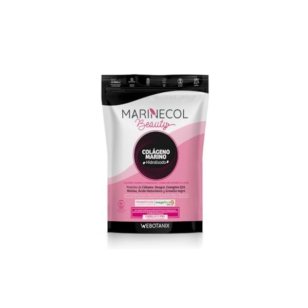 WeBotanix | Collagène Marin Hydrolysé 250g | Marinecol Beauty | Avec Acide Hyaluronique, Biotine, Vitamine C, Probiotiques et