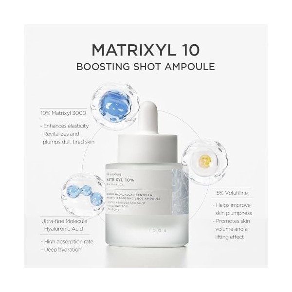 SKIN - Matrixyl 10% Ampoule Booster Sérum avec Centella Madagascar, Acide Hyaluronique, Volufiline, 30ml - Made in Korea