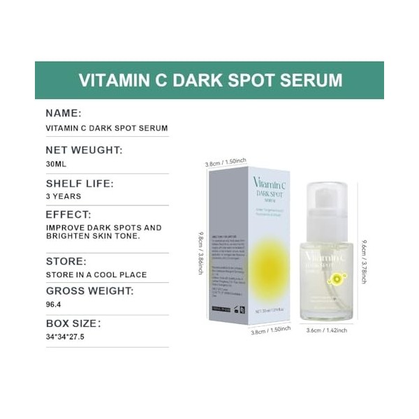 3PCS Brightening Facial Serum Vitamin C for Dark Spots Dry Skin Moisturizing Repairing Gentle