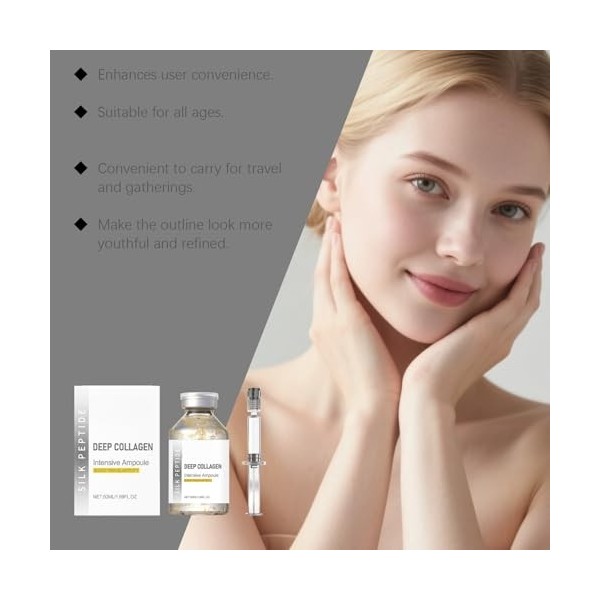 Ampoule liftante intensive aux peptides de soie, sérum liftant intensif aux peptides de soie et au collagène pour un visage r...