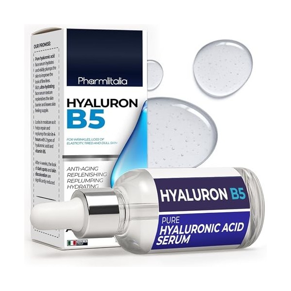 Sérum à lacide hyaluronique pur pour le visage avec vitamine B5, sérum hydratant pour peaux sensibles, sérum anti-âge, sérum