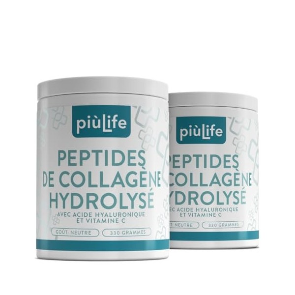 Collagene Et Acide Hyaluronique 660g Avec Vitamine C PiùLife, Peptide De Collagene Hydrolysé Poudre De Type 1, Complément Pou...