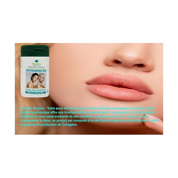 Acide Hyaluronique Rides - Vitamine C & Anti-Age, Anti-Ride, Repulpant & 160 gélules HPMC | Hydratation Visage, Elasticité |-...