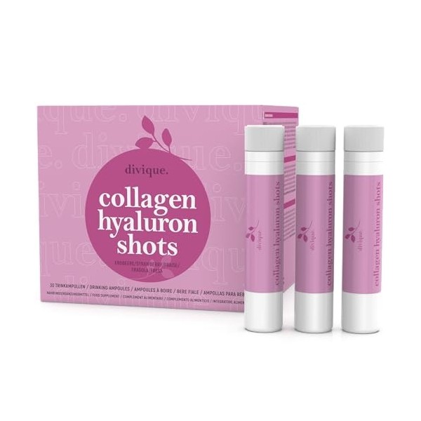 Divique collagène liquide avec acide hyaluronique 30 ampoules - 4 000 mg de collagène + 100 mg dacide hyaluronique - avec