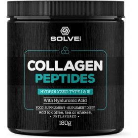 Solve Labs® ● Poudre de peptide de collagène types I et II ● Acide hyaluronique ● 1000 à 2000 daltons ● Soutient les cheveux,