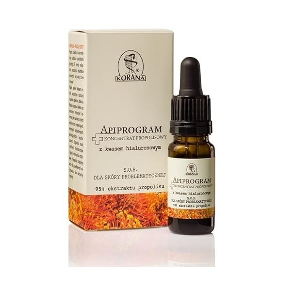 Korana Sérum SOS à 95% de propolis – concentré naturel pour peau à problèmes et corps – acide hyaluronique, antibactérien, an...