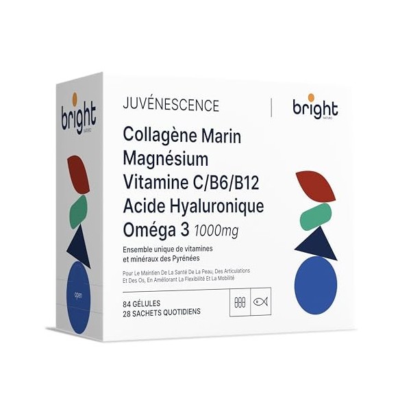 Gestion de l’Âge | Collagène Marin, Acide Hyaluronique, Magnésium Chélaté et Oméga-3 1000 - Compléments dans 1 Pack pour Sant