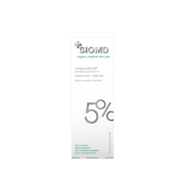BioMD Hyaluron Boost, acide hyaluronique + Optim Hyal, aloe vera, acide citrique, lisse la peau, hydrate, comble les rides, 3