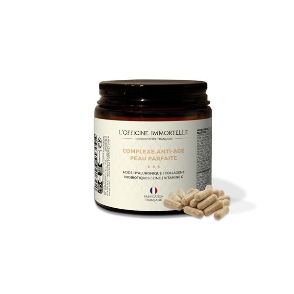 COMPLEXE ANTI-AGE PEAU PARFAITE | COLLAGENE | ACIDE HYALURONIQUE | PROBIOTIQUES | ZINC | VITAMINE C | MADE IN FRANCE