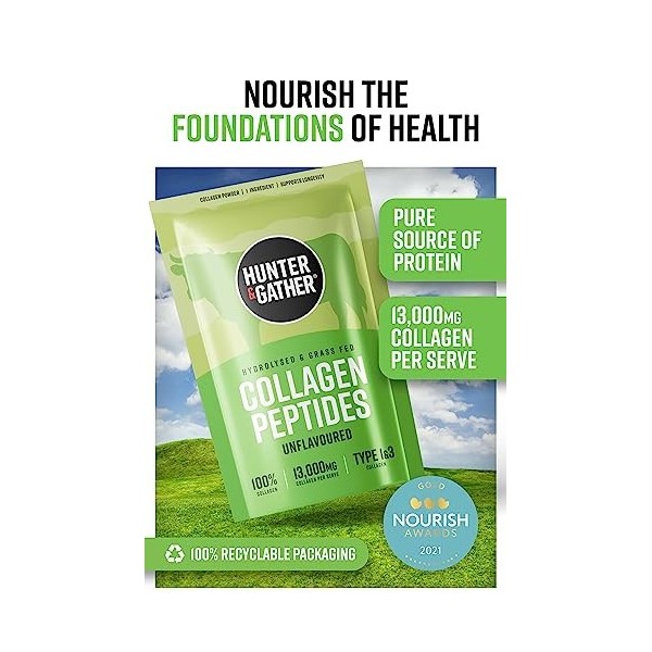 Hunter & Gather Collagène Bovin 400g – Collagène Hydrolysé de Qualité Supérieure, Sans Saveur | Pour Cheveux, Peau, Ongles, M...