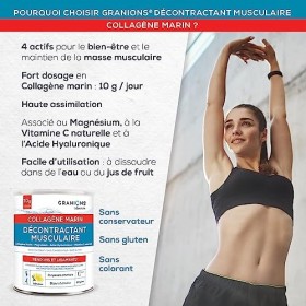 GRANIONS - Décontractant Musculaire Collagene Marin Poudre - Collagène et Acide Hyaluronique - Magnésium - Collagène Marin - ...
