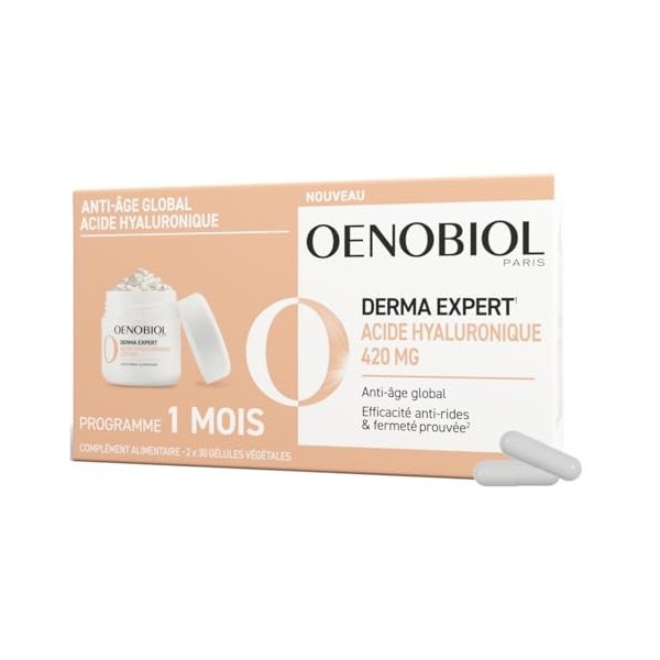 Oenobiol Derma Expert – Acide Hyaluronique 420 mg - Anti-âge global - Efficacité anti-rides et fermeté prouvée - Complément A