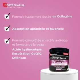Forté Pharma - Expert Beauté Collagène Marin Intense+ 15g - Synergie actifs anti-âge, fermeté - Collagène marin hydrolysé typ
