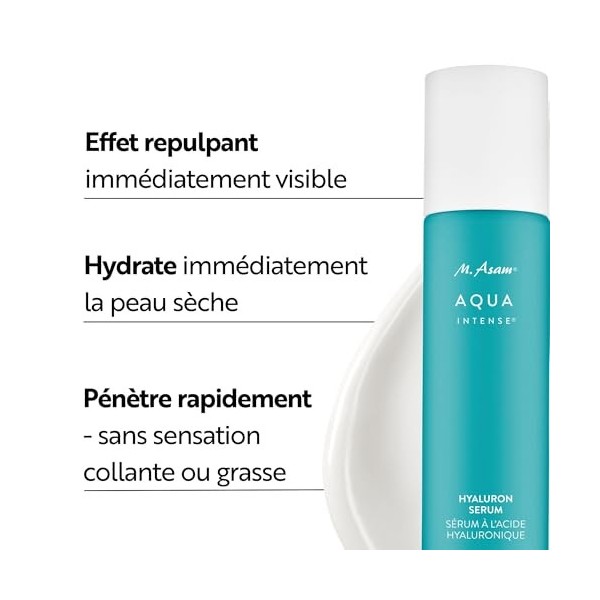 M. Asam Aqua Intense Sérum à lacide hyaluronique 100 ml – Sérum hydratant hautement dosé avec complexe dacide hyaluroniqu