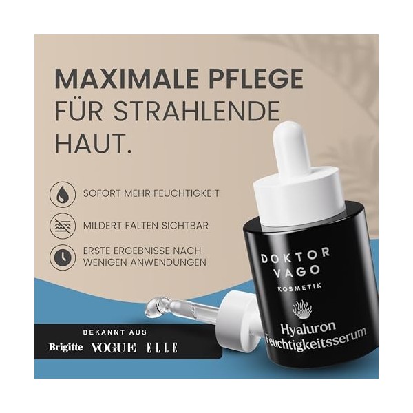 Dr. VAGO Sérum hyaluronique hautement dosé - Sérum hydratant visage et sérum anti-âge - Testé dermatologiquement - Pour tous 