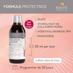 BIOCYTE Collagen Silicium - Confort Articulaire, Santé Osseuse - Silice, Hydrolysat De Collagène Marin, Acide Hyaluronique, V...