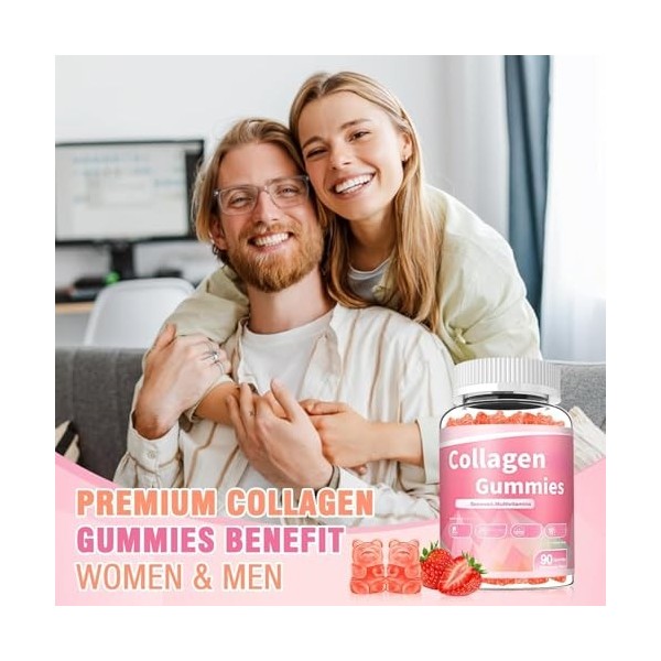 Collagène avec biotine, vitamines, kératine, acide hyaluronique pour cheveux, peau, ongles, articulations