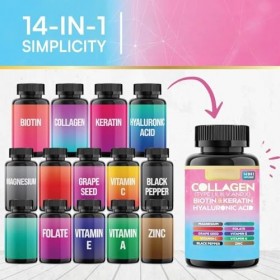 Peptides de collagène de types I, II, III, V et X, hyaluronique, santé des cheveux.