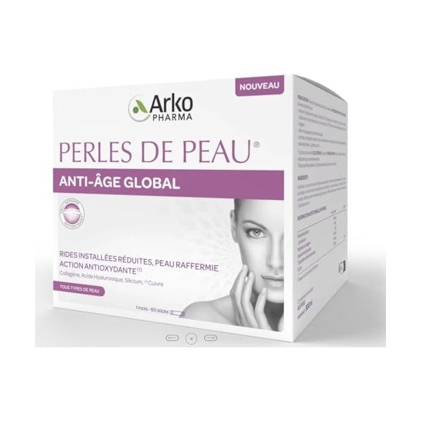 Arkopharma Perles de Peau Anti-Âge Global 60 Sticks Acide hyaluronique